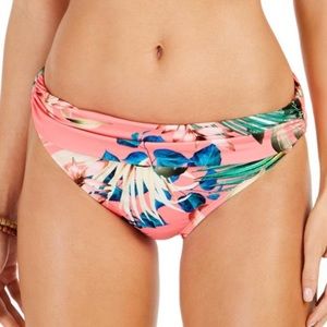 🎃La Blanca Womens Tropical Rain Fold-Over Bikini Swim Bottom Separates Pink 10